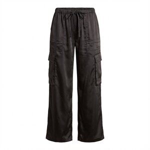 Sanctuary Women's Eve Semi-High-Rise Satin Cargo Pants – Black | Sleek Satin